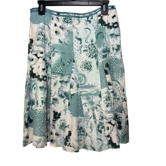 Lapis green and white floral skirt. Size M - Picture 6 of 9